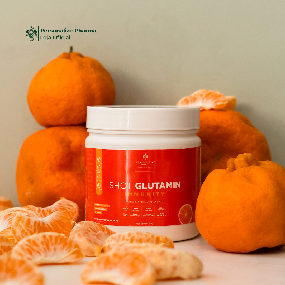 Combo 3 Shot Glutamin Immunity com NAC - 3 Unidades Sabor Tangerina - 150g por pote