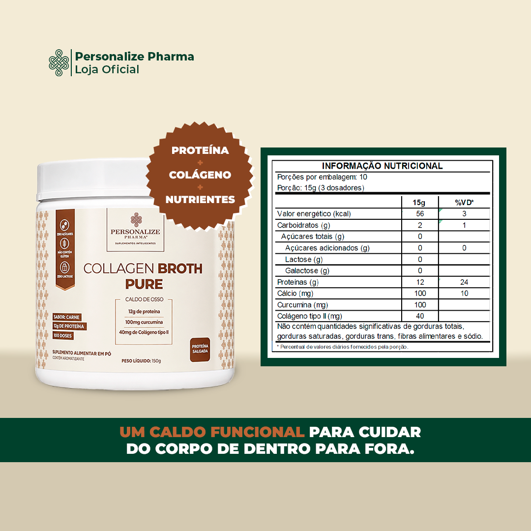 Collagen Broth - Caldo de osso - Rende 10 porções