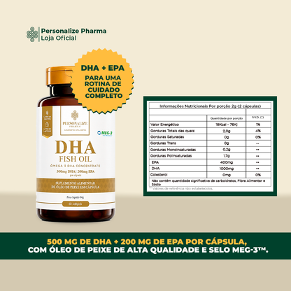 DHA ÔMEGA 3 - DHA 500mg / EPA 200mg por cápsula  60 cápsulas