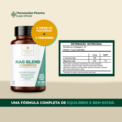 MAG BLEND – Blend de 4 MAGNÉSIOS – 90 cápsulas