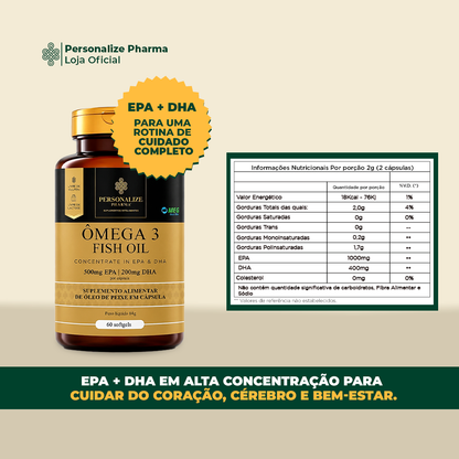 Combo Ômega 3 - 3 unidades- EPA 500mg / DHA 200mg por cápsula - 60 cápsulas