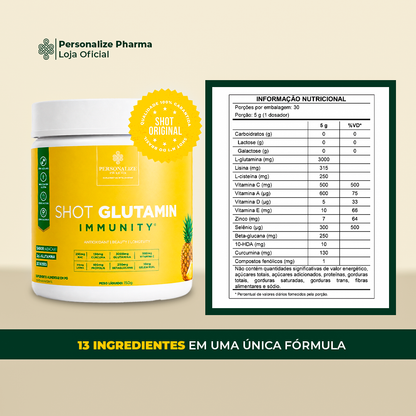 Combo Dia e Noite - Shot Glutamin Immunity (sabor Abacaxi) + Shot Sono Inteligente - 150g por pote