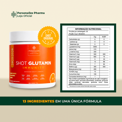 Combo 3 Shot Glutamin Immunity com NAC - 3 Unidades Sabor Tangerina - 150g por pote