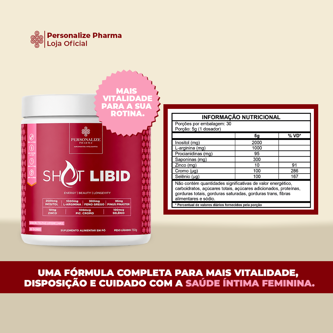 Combo Vida Abundante - Shot Glutamin Immunity (Sabor limão), Shot Verde Detox, Shot Libid, Shot Sono Inteligente - 150g por pote