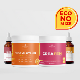 Combo Bariátrica - Shot Glutamin Immunity (sabor tangerina) + Creafem + Vitamina B12 + Vitamina D3K2