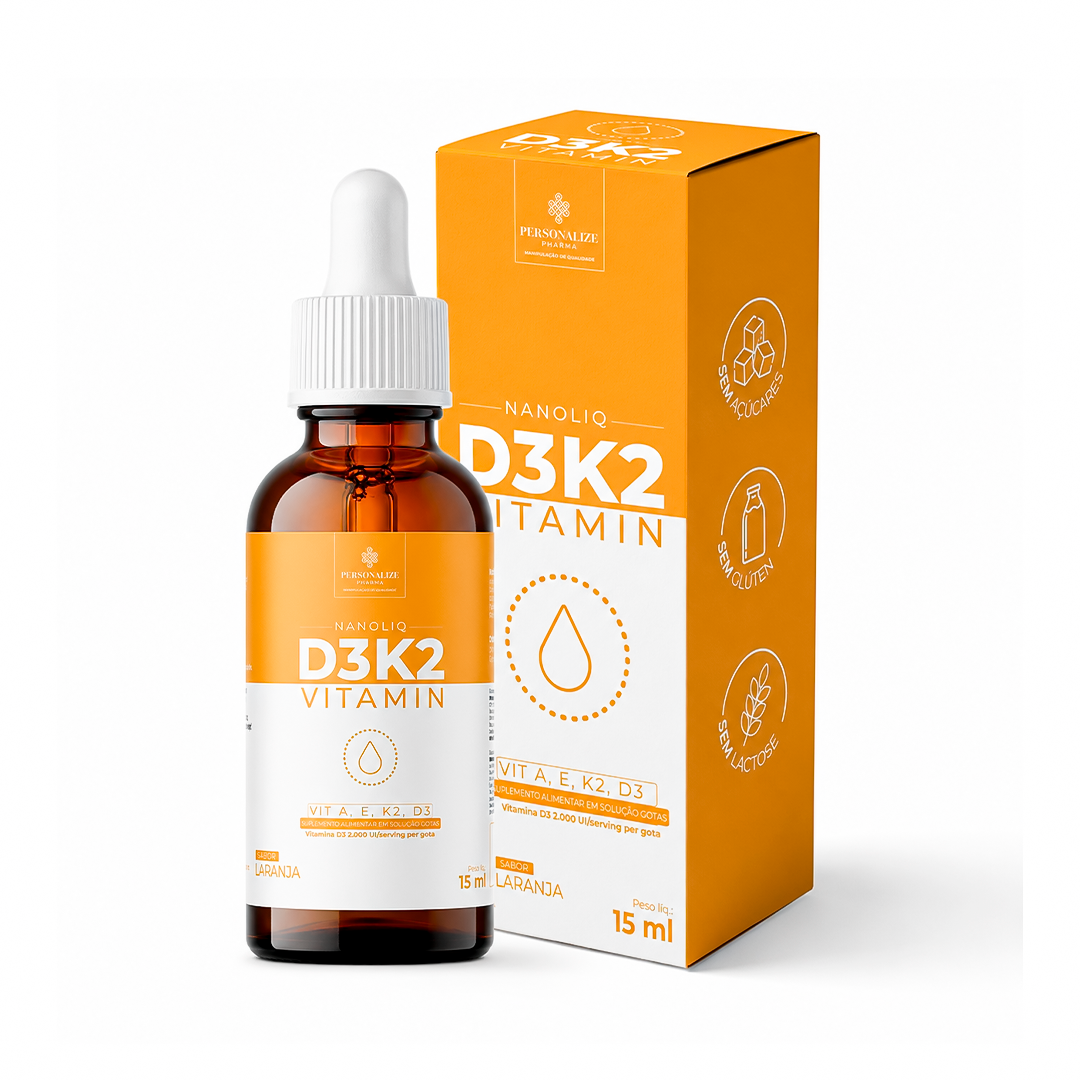VITAMINA D3K2 NANOLIQ - Sua dose de imunidade – 15 ml – sabor laranja