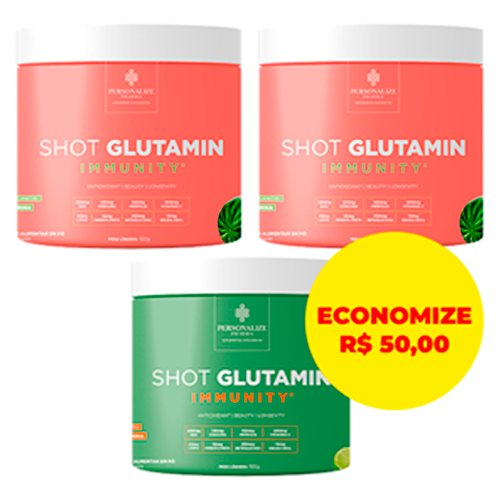 Combo 3 Shot Glutamin Immunity - 2 Unidades Sabor Melancia + 1 Unidade Sabor Limão - Rende 90 dias
