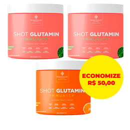 Combo 3 Shot Glutamin Immunity - 2 Unidades Sabor Melancia + 1 Unidade Sabor Tangerina - Rende 90 dias