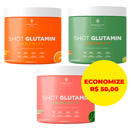 Combo 3 Shot Glutamin Immunity com NAC - 1 Unidade Sabor Limão + 1 Unidades Sabor Tangerina + 1 Unidade Sabor Melancia- Rende 90 dias