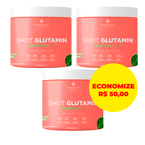 Combo 3 Shot Glutamin Immunity com NAC - 3 Unidades Sabor Melancia - Rende 90 dias