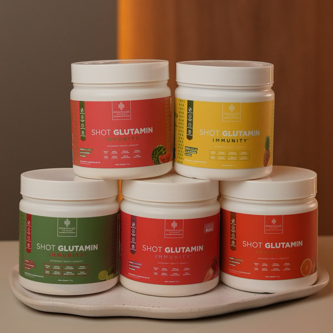Combo 3 Shot Glutamin Immunity - 1 Unidade Sabor Melancia + 2 Unidades Sabor Limão - 150g por pote