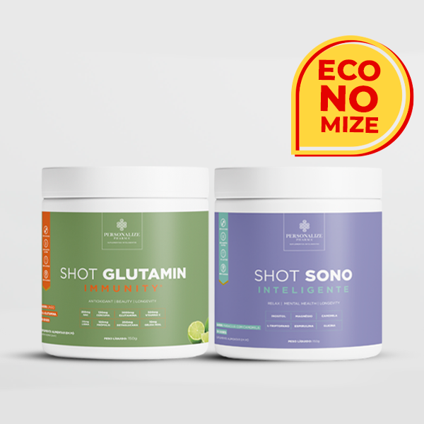 Combo Dia e Noite - Shot Glutamin Immunity (sabor Limão) + Shot Sono Inteligente - 150g por pote