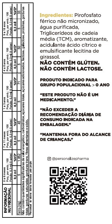 Ferro Play Kids em gotas - Lipossomal - Sabor Morango