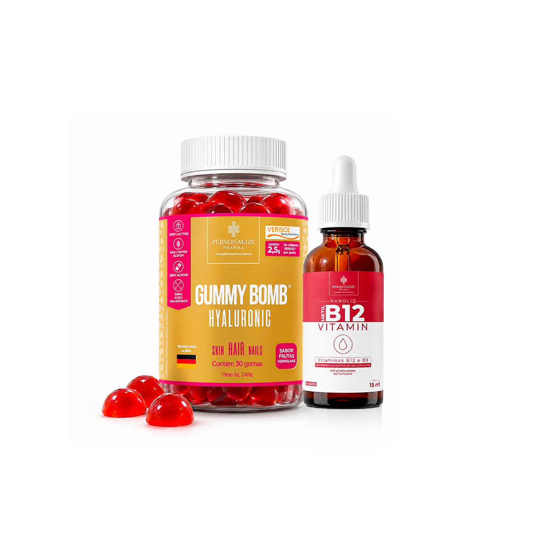 Combo Queda de Cabelo - Vitamina B12 + Gummy Bomb Hyaluronic