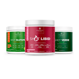 Kit Shots Inteligentes - Shot Glutamin Immunity (Sabor limão), Shot Libid, Shot Verde Detox - Rende 30 dias