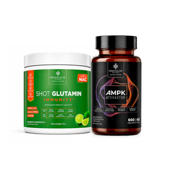 Combo Desinflama e Desacopla - AMPK Desacoplador de Gordura e Celulite + Shot Glutamin Immunity Sabor Limão - Rende 30 dias