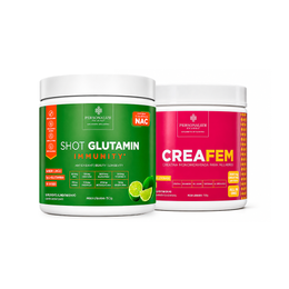 Combo Desinflama Mulher - Shot Glutamin Immunity com NAC (Sabor Limão) + Creafem - 150g por pote