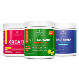 Combo Rotina Completa - Shot Glutamin Immunity (sabor limão) + Creafem + Shot Sono Inteligente - Magnésio Inositol