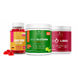 Combo Renove-se - Shot Glutamin Immunity Sabor Limão, Shot Libid &amp; Gummy Bomb Hyaluronic