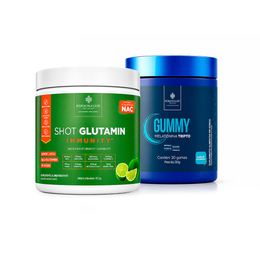 Plano equilíbrio + SAÚDE - Shot Glutamin Immunity  Sabor Limão + Gummy melatonina tripto