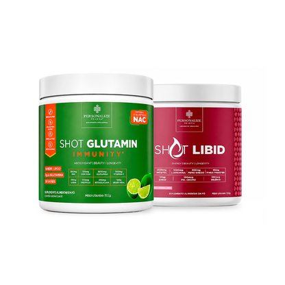 Dupla Vital - Shot Glutamin Immunity Sabor Limão + Shot Libid