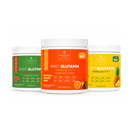 Combo 3 Shot Glutamin Immunity com NAC - 1 Unidade Sabor Limão + 1 Unidades Sabor Tangerina + 1 Unidade Sabor Abacaxi - 150g por pote