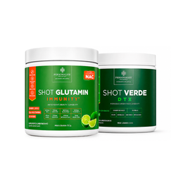 Dupla Inteligente - Shot Verde Detox + Shot Glutamin Immunity (Sabor Limão) - Rende 30 dias