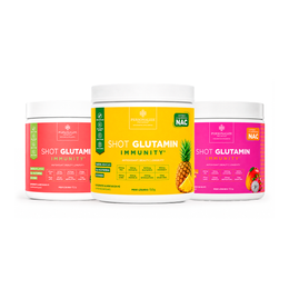 Combo 3 Shot Glutamin Immunity com NAC – 1 Unidade Sabor Tangerina +  1 Unidade Sabor Abacaxi + 1 Unidade Sabor Manga com Pitaya– 150g por pote
