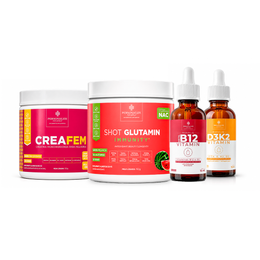 Combo Bariátrica - Shot Glutamin Immunity (sabor melancia) + Creafem + Vitamina B12 + Vitamina D3K2