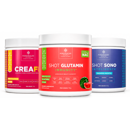 Combo Rotina Completa - Shot Glutamin Immunity (sabor melancia) + Creafem + Shot Sono Inteligente - Magnésio Inositol