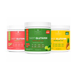 Combo 3 Shot Glutamin Immunity com NAC - 1 Unidade Sabor Limão + 1 Unidades Sabor Melancia + 1 Unidade Sabor Abacaxi - 150g por pote