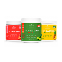 Combo 3 Shot Glutamin Immunity com NAC – 1 Unidade Sabor Morango + 1 Unidade Sabor Limão + 1 Unidade Sabor Abacaxi – 150g por pote
