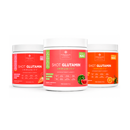 Combo 3 Shot Glutamin Immunity com NAC – 1 Unidade Sabor Morango + 1 Unidade Sabor Tangerina + 1 Unidade Sabor Melancia – 150g por pote