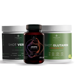 Combo 3D Power Full- AMPK, Shot Glutamin Immunity (Sabor Limão), Shot Verde Detox - Rende 30 dias