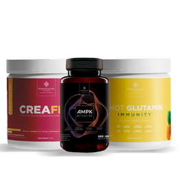 Trio Fit Completo - Creafem + Shot Glutamin Immunity (Sabor Abacaxi) + AMPK