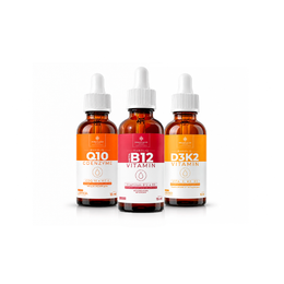 Combo NANOLIQ - Gotas - VITAMINA D3K2 NANOLIQ - 15 ml – sabor laranja + COENZIMA Q10 NANOLIQ - 15 ml – sabor laranja + VITAMINA B12 NANOLIQ -  15 ml – sem sabor