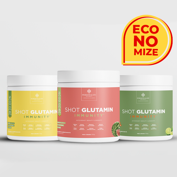 Combo 3 Shot Glutamin Immunity com NAC - 1 Unidade Sabor Limão + 1 Unidades Sabor Melancia + 1 Unidade Sabor Abacaxi - Rende 90 dias (Cópia)