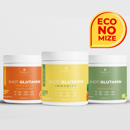 Combo 3 Shot Glutamin Immunity com NAC - 1 Unidade Sabor Limão + 1 Unidades Sabor Tangerina + 1 Unidade Sabor Abacaxi - Rende 90 dias