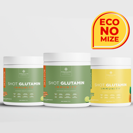Combo 3 Shot Glutamin Immunity com NAC - 2 Unidades Sabor Limão + 1 Unidade Sabor Abacaxi - Rende 90 dias