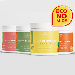 Combo 4 Shot Glutamin Immunity com NAC - 1 Unidade Sabor Limão + 1 Unidades Sabor Tangerina + 1 Unidade Sabor Abacaxi + 1 Unidade Sabor Melancia - Rende 120 dias