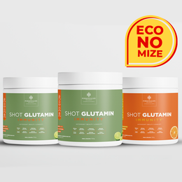 Combo 3 Shot Glutamin Immunity com NAC - 2 unidades Sabor Limão  + 1 Unidade Sabor Tangerina - Rende 90 dias