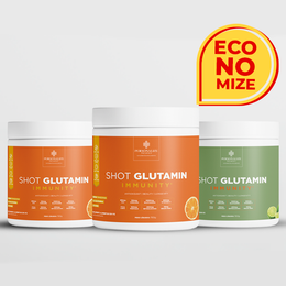 Combo 3 Shot Glutamin Immunity com NAC - 1 Unidade Sabor Limão  + 2 Unidades Sabor Tangerina - Rende 90 dias