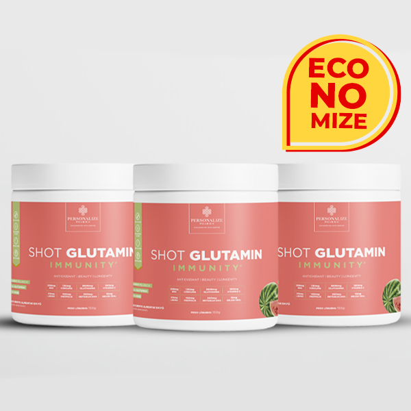Combo 3 Shot Glutamin Immunity com NAC - 3 Unidades Sabor Melancia - 150g por pote
