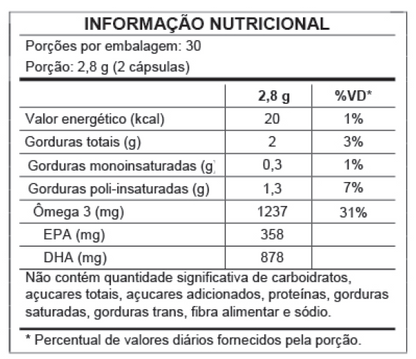 DHA ÔMEGA 3 - DHA 500mg / EPA 200mg por cápsula  60 cápsulas