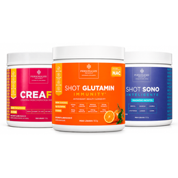 Combo Rotina Completa - Shot Glutamin Immunity (sabor tangerina) + Creafem + Shot Sono Inteligente - Magnésio Inositol