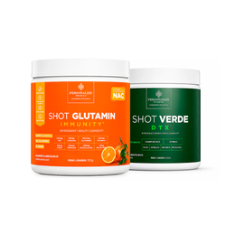 Dupla Inteligente - Shot Verde Detox + Shot Glutamin Immunity (Sabor Tangerina) - Rende 30 dias