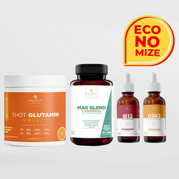 Combo Tireóide - Shot Glutamin Immunity (sabor tangerina) + Mag Blend + Vitamina B12 + Vitamina D3K2