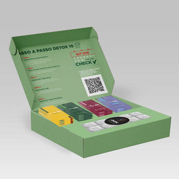 Kit Detox 10 dias - 10 sachês Shot Glutamin Immunity (Sabor Abacaxi), 1 Blister Ampk Ativactor, 10 sachês Shot Verde Detox, 10 sachês Shot Libid, 10 sachês Shot Sono Inteligente