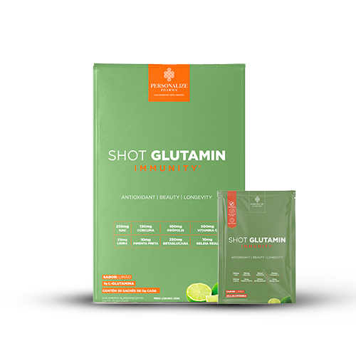 Caixa Shot Glutamin Immunity - Sabor Limão - Shot matinal completo e pronto - 30 SACHÊS