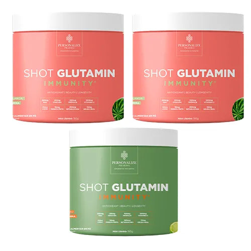 Combo 3 Shot Glutamin Immunity - 2 Unidades Sabor Melancia + 1 Unidade Sabor Limão - Rende 90 dias